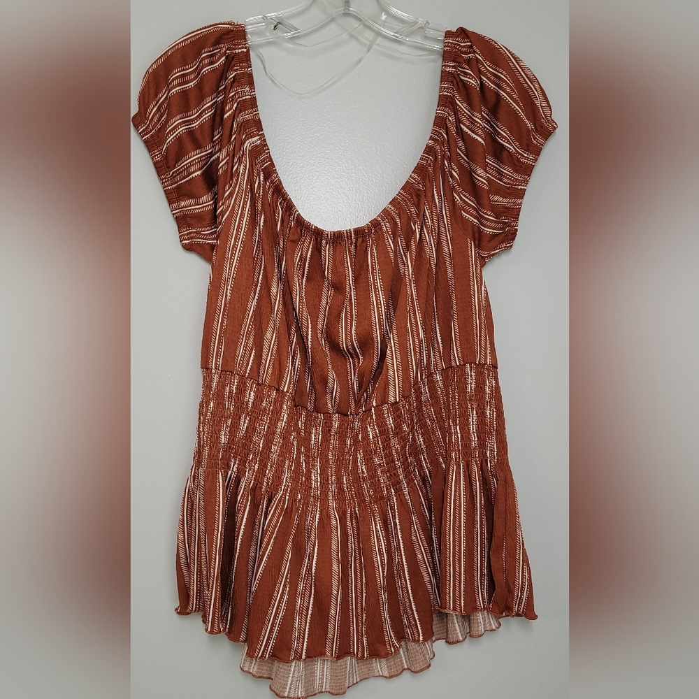 rue+ Brown Striped Blouse 3X NWOT